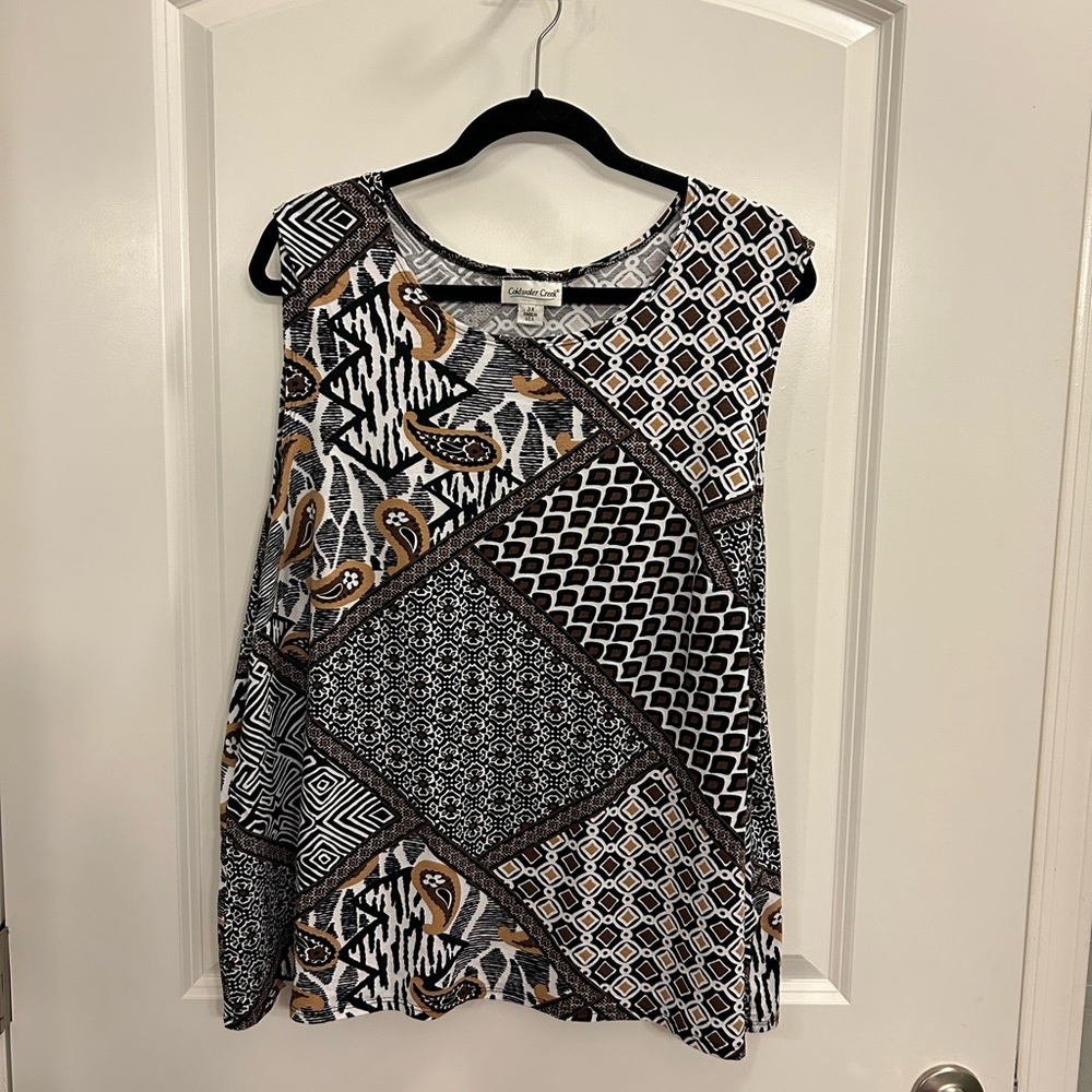Coldwater Creek dressy sleeveless tank in browns/black/white size 3x